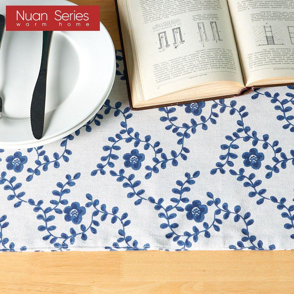 1PC Nuan Series Chinese Retro Style Plum Blossom Printed Cotton Linen Table Runner for Dining Table Kitchen Decor Home Decor