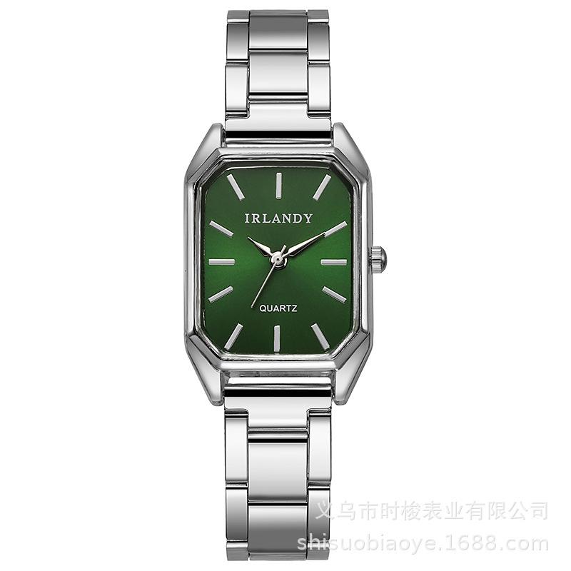 

Модные женские кварцевые часы Простые прямоугольные наручные часы для девушек Оригинальные элегантные женские часы Лучшие подарки Часы зеленый цвет-серебро