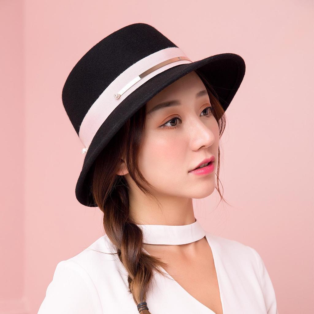 2025 Women's Elegant Autumn/Winter Wool Felt Top Hat - Stylish, Warm Travel & Shopping Bucket Hat