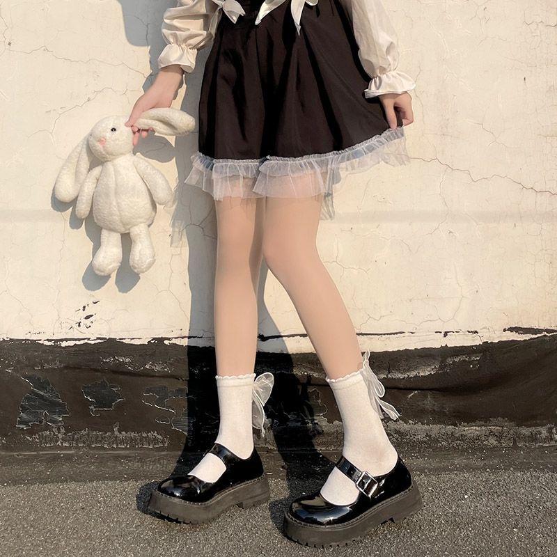 Lolita Socks, Trendy Mid-calf Socks, Cute Lace Bow, Princess Lace Socks