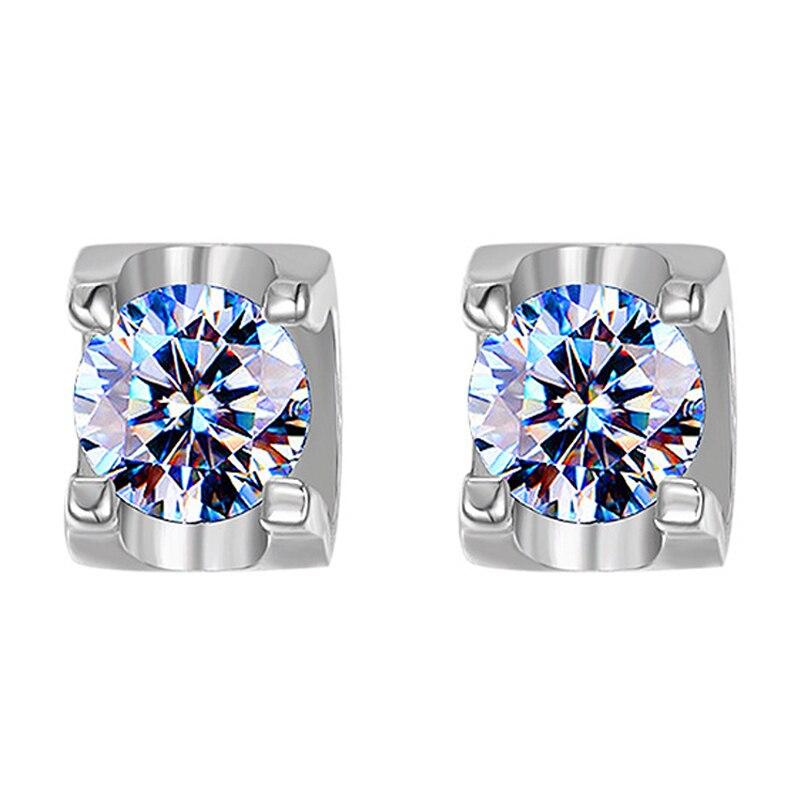 Moissanite Screw Earrings 0 .5ct White Gold Plated Sterling Silver D Vvs1 Lab Diamond With Gra 4 Claws Ear Studs For Women