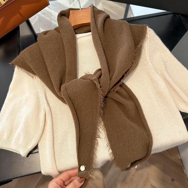 Winter Korea Knitted Triangle Scarf Wool Warm Shawl Scarf Women Neck Protection Small Fashion Solid Color Scarves