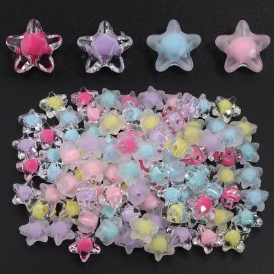 50pcs 12mm Acrylic Star Beads Colorful Five-pointed Star Loose Beads For DIY Jewelry Making Bracelets Phone Chain Accessories