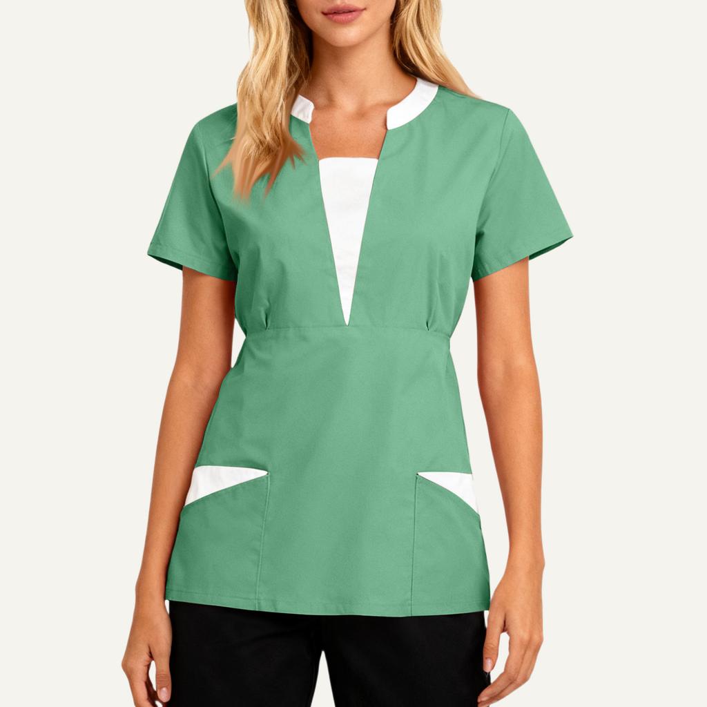 Women's Loose And Comfort V-Neck Casual  Work Clothes Top Short Sleeve Shirt