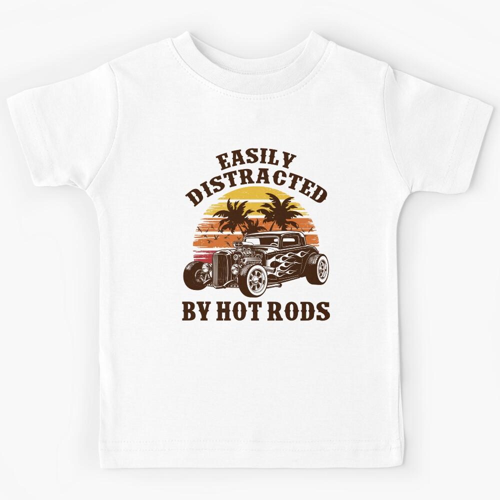 Easily Distracted By Hot Rods Vintage 70s Retro Sunset Kids T-Shirt 130