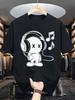 Listening To Music Patterns Printed Casual Summer Tops