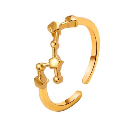 Student Ring Electroplated Finish Adjustable Opening Design Star Symbol Ring Couple Matching Ring Alloy Jewelry Gift
