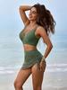 2026 European High-Waisted Slimming Two-Piece Women's Swimsuit in Solid Color