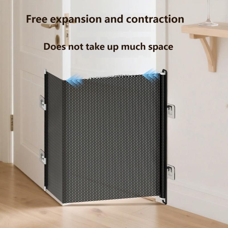 Entry Opening Pet Gate with Black Pull-Across Panel, Indoor Barrier Design and 49.21 In Shared Width for Homes