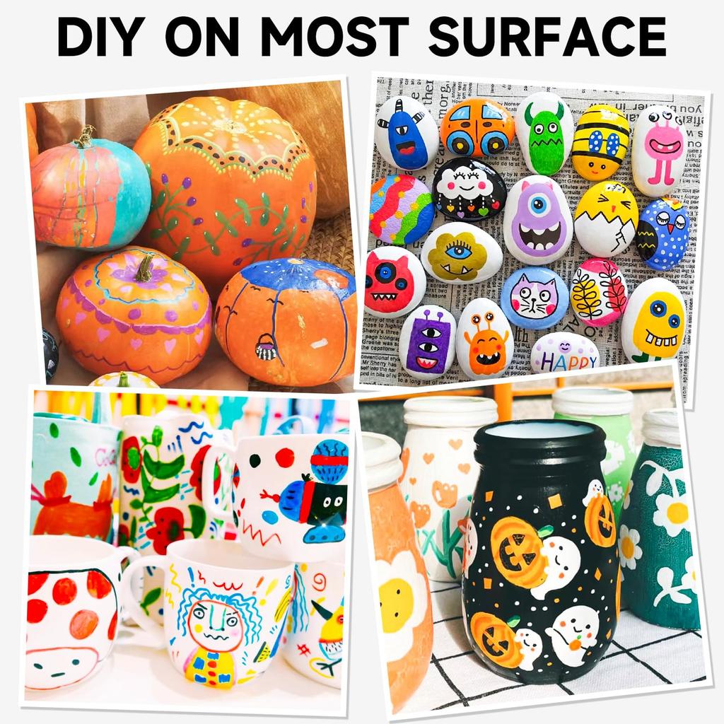 Shuttle Art Acrylic Metallic Dot and Brush Twin Pen Sparkling Glitter Acrylic Paint for Writing on and Handmade Art Gift Markers, Colors, Tip, Set,