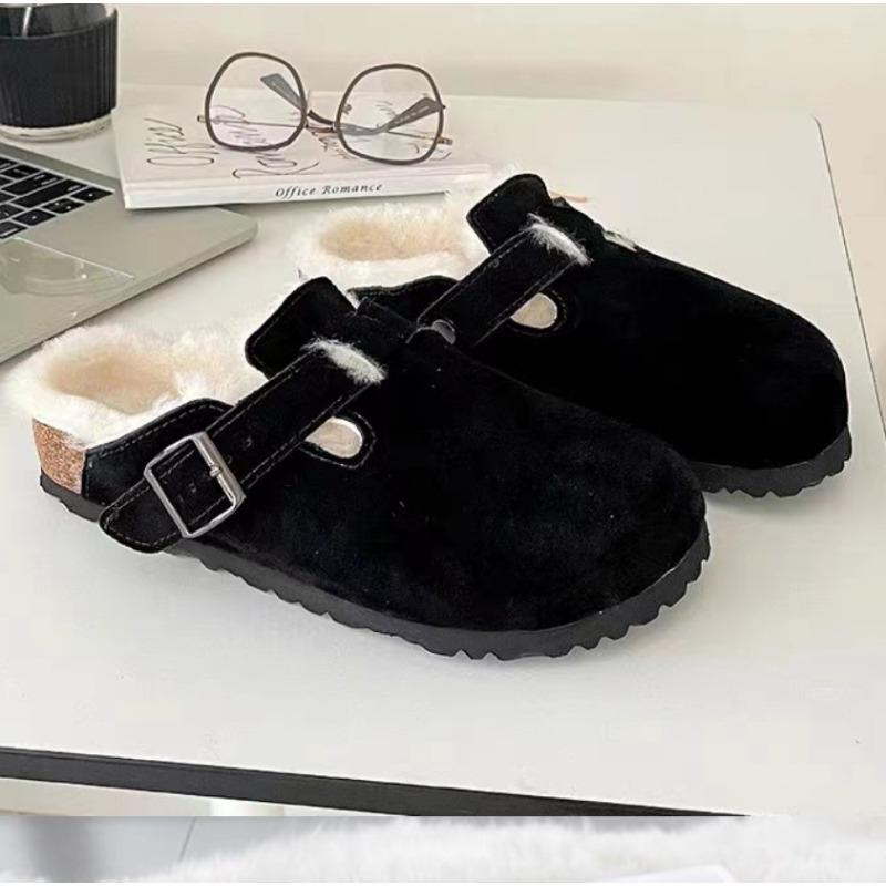 Comfortable Fur Classic Clogs for Women Winter New Cork Insole Plush Slipper with Arch Support Cozy Furry Suede Shoes