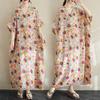Real Shot Summer Color Vacation Style Travel  Retro Long Dress Covering Meat Cotton and Linen Dress