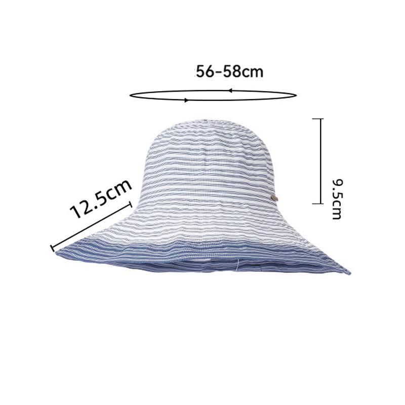 Striped Fisherman Hat Outdoor Foldable Women's Summer Travel Sunscreen Hat