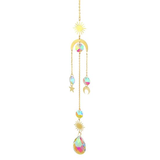 Faux Crystal Suncatcher Hanging Decoration Indoor Outdoor Garden Sun Moon Star Prism Wind Chime Ornament Rainbow Maker Pendant