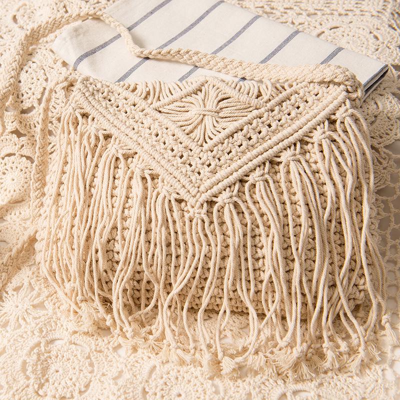 

Retro Tassel Woven Crossbody Bag - Women s Summer Beach Shoulder Bag белый