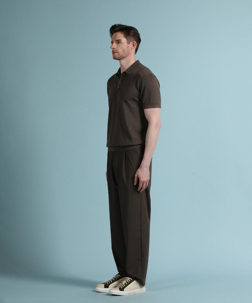 PANICALE Brown Garment-Dyed Polo Knit