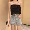 WTEMPO Irregular High Waist Denim Shorts Women Loose Thin Summer Fashion Star with The Same Wide-leg Pants