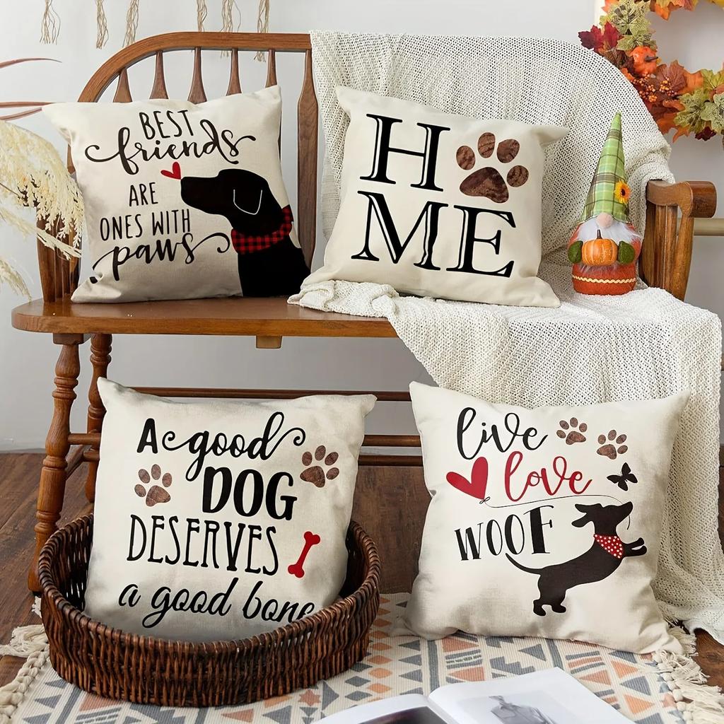 Puppy Pattern Printing Pillowcase Home Bedroom Room Decoration Living Room Sofa Chair Cushion Cover Polyester Material