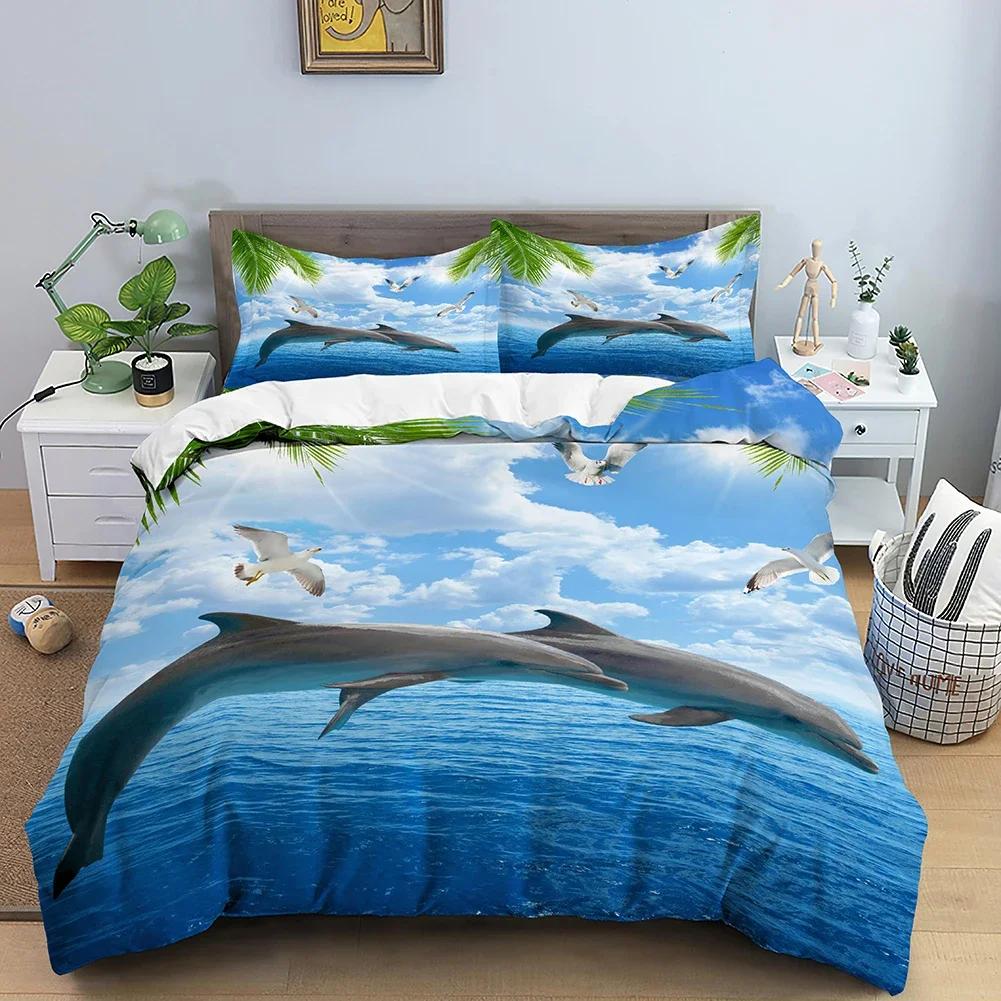 

Seaside Landscape Bedding Set Oil Artistic Duvet Cover With Pillowcase Adults Kids Queen King Sizes Creative Quilt Cover 2/3PCS 70x133cm 2pcs