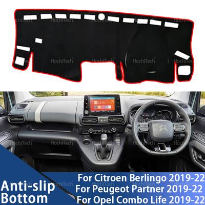 For Citroen Berlingo for Peugeot Partner for Opel Combo Life 2019-2022 Auto Dashboard Cover Pad Carpet Dashmat Anti-UV Mats