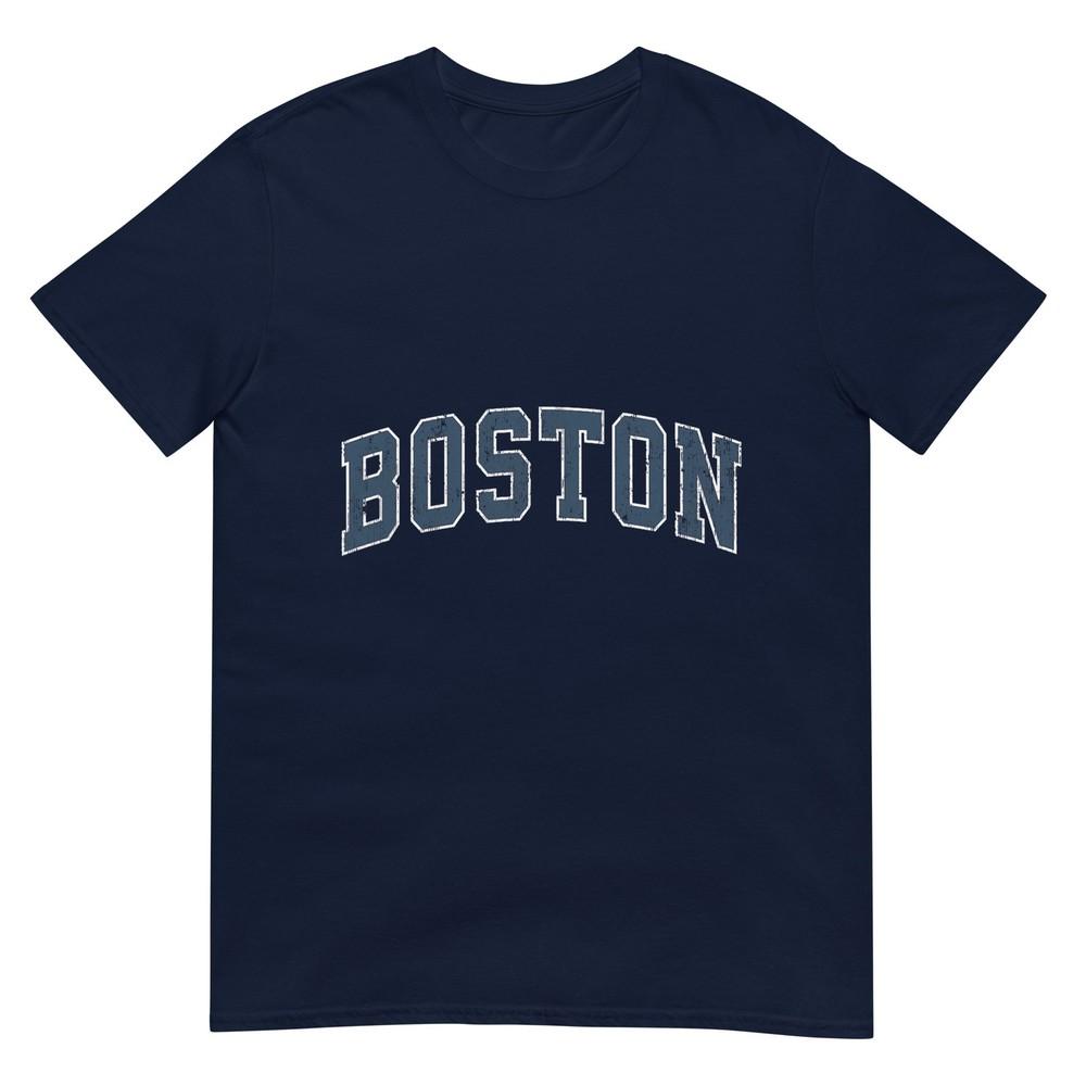 Boston Massachusetts Ma Vintage Sports Design Navy Design Tshirt S