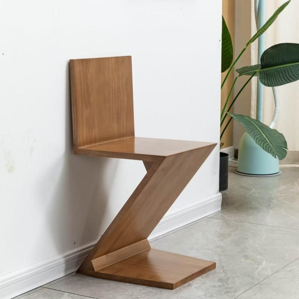 Nordic Living Room Chair Home Dining Chair Vintage Solid Wood Chair Designer Irregular-shaped Accent Chairs for Living Room
