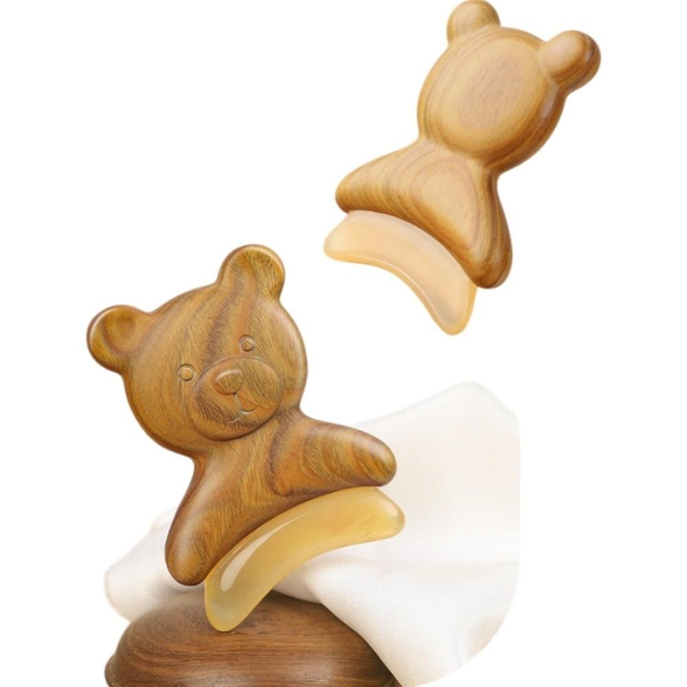Natural Material Bear Shape Skin Scraping Board Green Sandalwood Massager  SPA