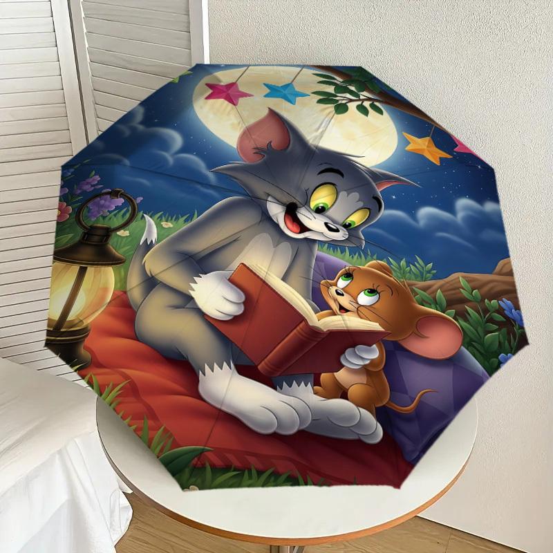 1PC Warner Tom and Jerry Automatic Open/Close Umbrella with Windproof, 56-Rib Sturdy Canopy, Durable Ribs1273A
