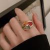 Vintage Colorful Zircon Rings For Women Square Exquisite Crystal Adjustable Geometric Finger Ring Wedding Zircon Gifts