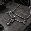 Skeleton Pendant Necklace with Three-Dimensional Full-Body Design, Prominent Skull, and Silver-Tone Distressed Finish for Streetwear Looks