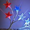4th of July Decorative Lights Patriotic Tree Ornaments 18 Inch Tabletop Decor with 24 Red White Blue LED Star Lights