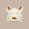 Cappello in Maglia Arancione a Volpe con Orecchie da Cartone Animato per Calore Invernale e Stile Casual