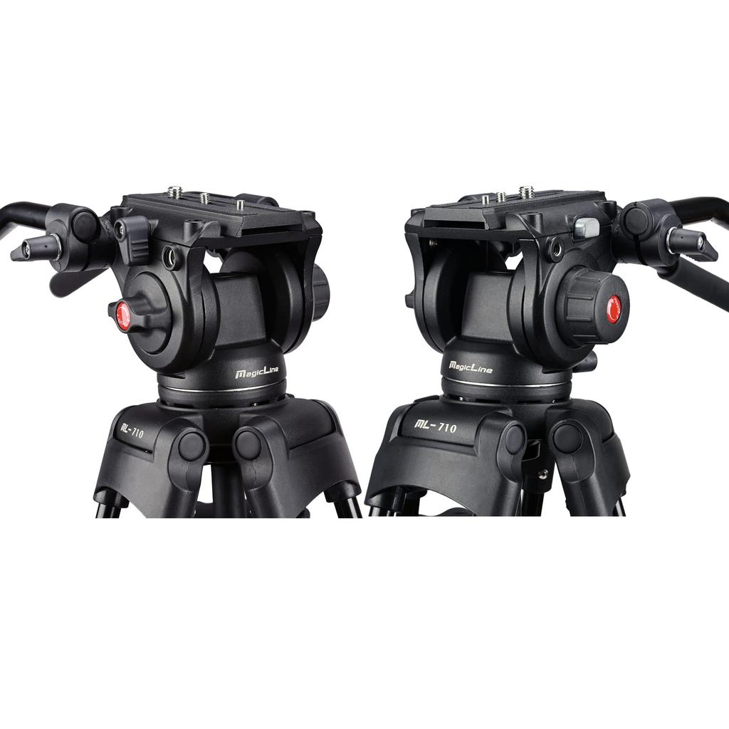 MagicLine Aluminum Video Camera Tripod with Fluid 2 Pan Bar 2 and Telescoping 22 lbs Max Load Capacity for and Sony DSLR Camcorders 70.9" Heavy-Duty