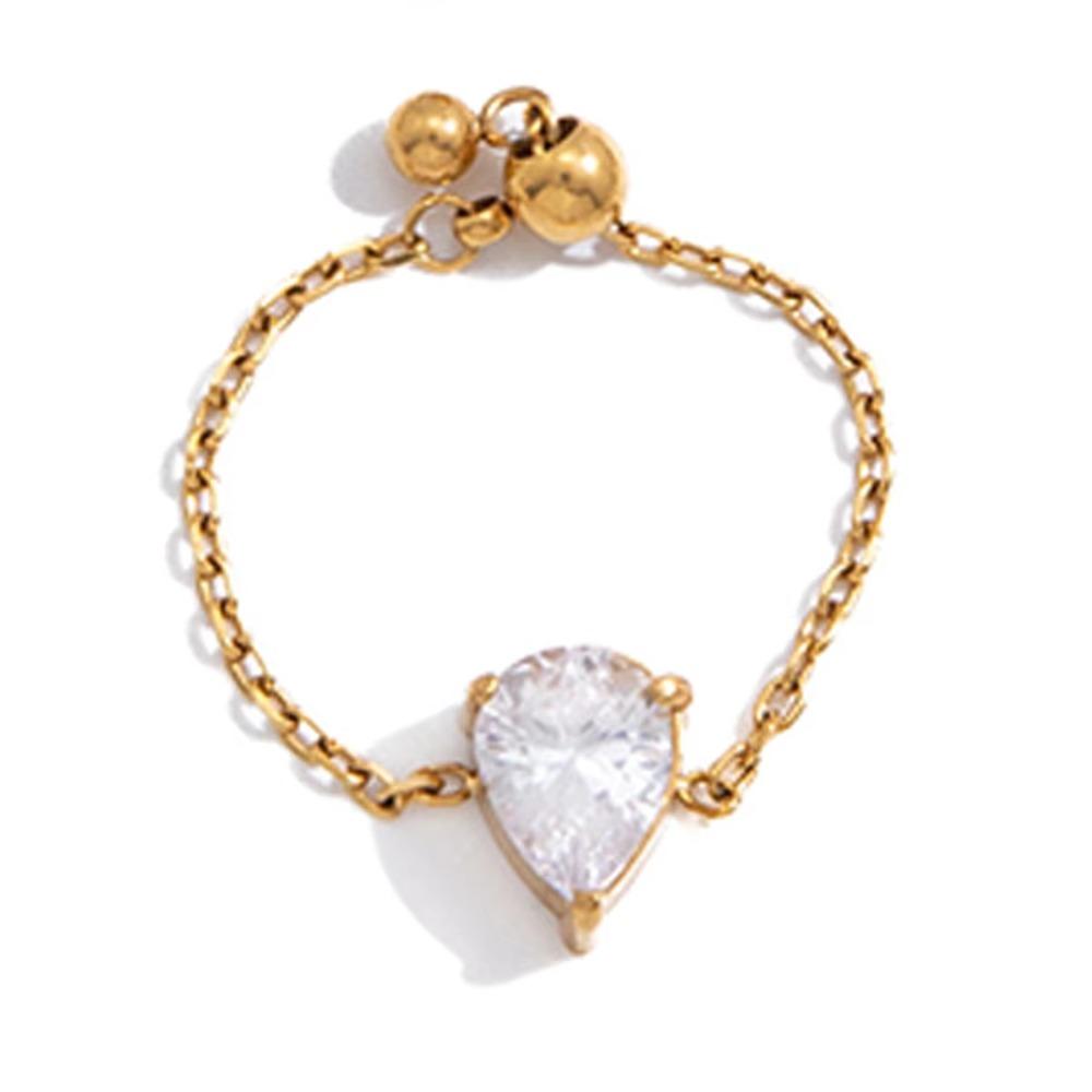 

Minimalist Adjustable Chain Ring Elegant Women Link Chain Ring Delicate Zirconia Chain Rings Party Style A