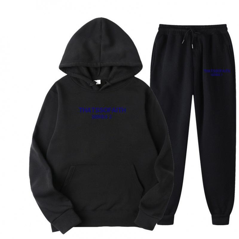 Independent Station Europe and the United States popular women's clothing letter printing hooded sweater fashion casual hair grabbing trousers set