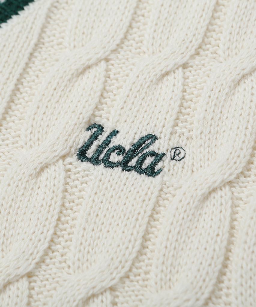 Ucla Ribbed V-Neck Cable Vest [Ivory](Uz9Ve01_22)