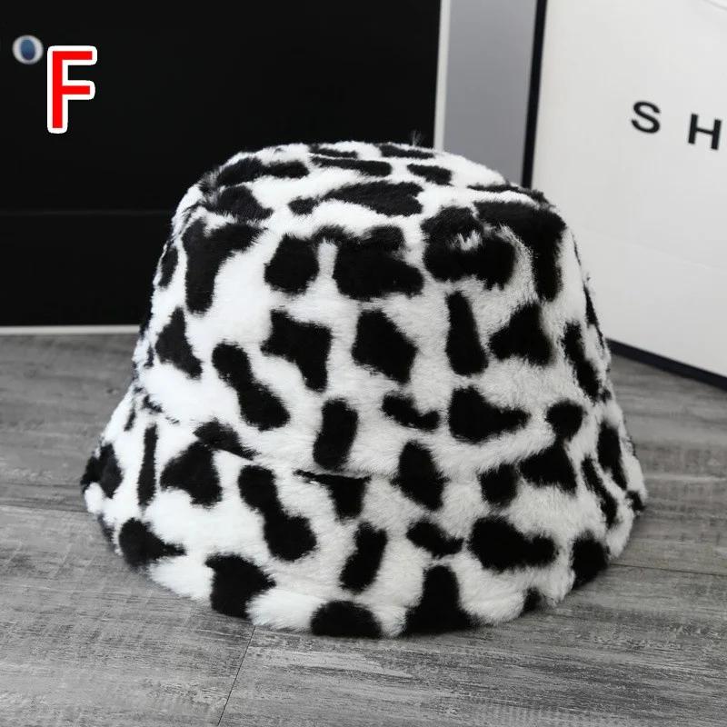 Hat Women Autumn and Winter Sweet and Cute Bucket Hcap Fashion Leopard Hat Plush Fisherman Hat Warm Thick Basin Hats