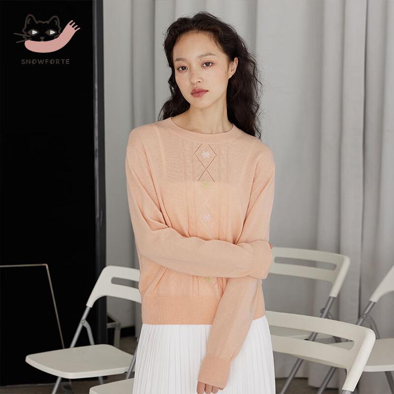 

Sinuofude S22-063 Women s Embroidered Cashmere Blend Sweater M