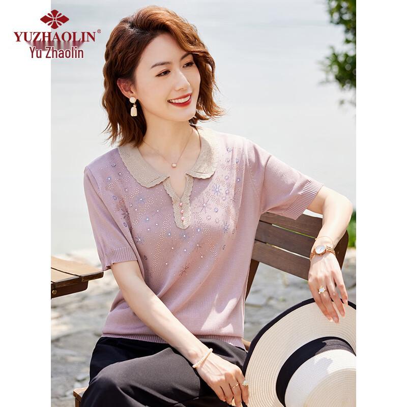 Women s Mid-Aged Summer Knit Short-Sleeve Top 2XL