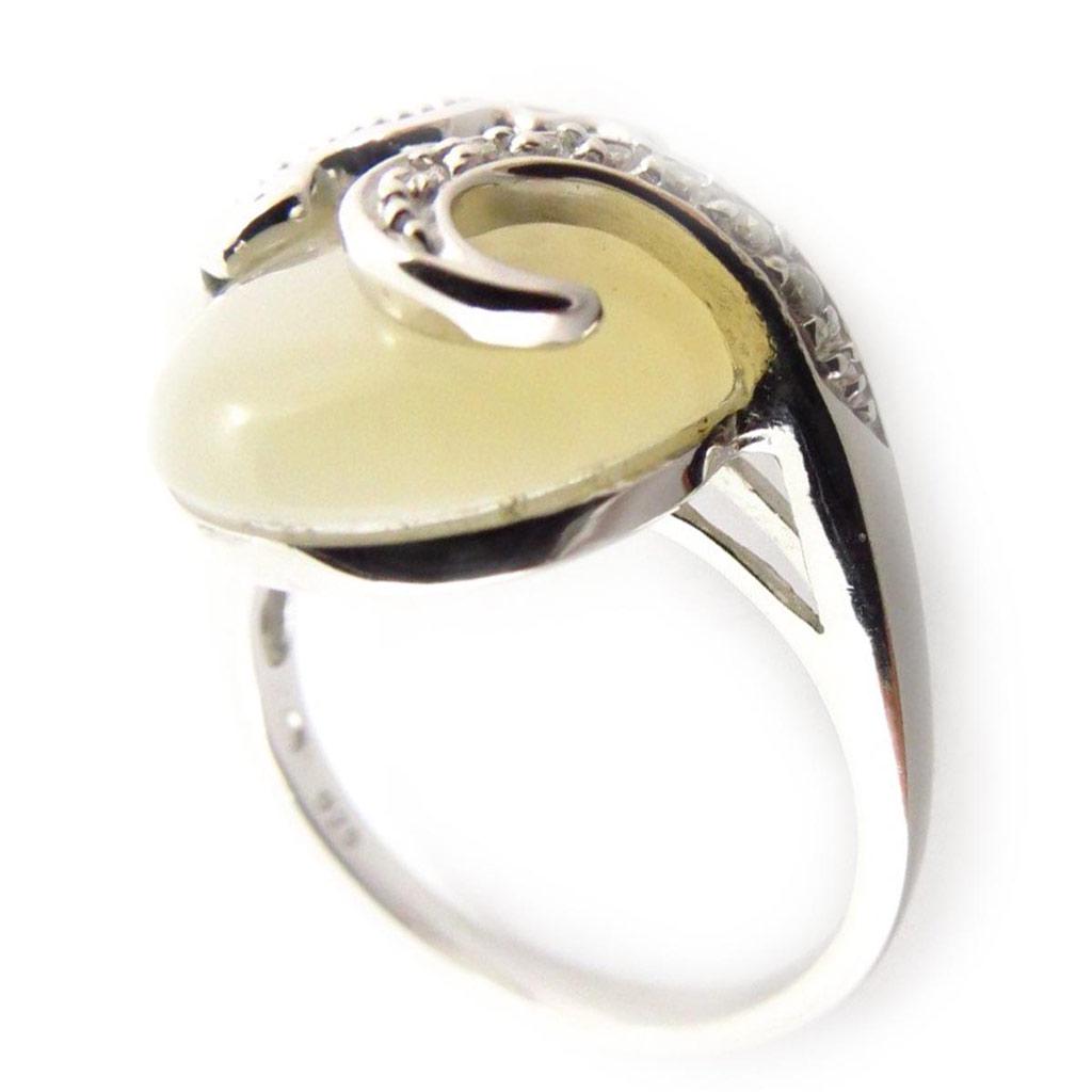 'Etreinte Nacree' Silver Ring Pearly White (rhodium-plated) - 20 Mm