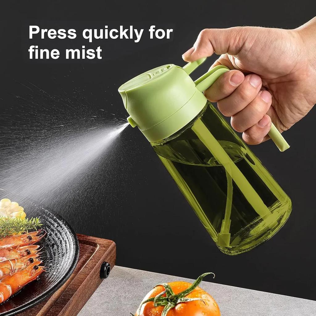 Pulverizador de aceite 2 en 1 de vidrio oscuro, dispensador de aceite de oliva, pulverizador de aceite negro resistente a la luz para cocinar ensaladas y barbacoas, herramientas para barbacoa.