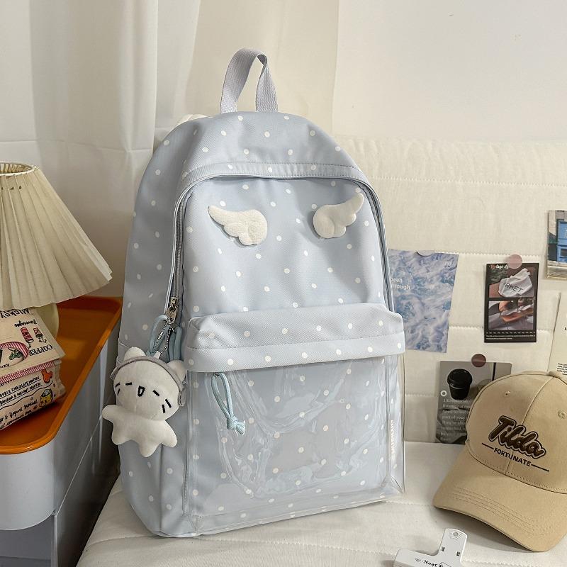 Korean version of polka dots cute angel wings girl heart sweet little backpack Mori small fresh junior high school girls backpack