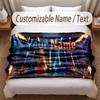 Music Guitar Theme Soft Blanket Personalized Custom Name Text Print Warm Blanket Home Sofa Bedroom Decor
