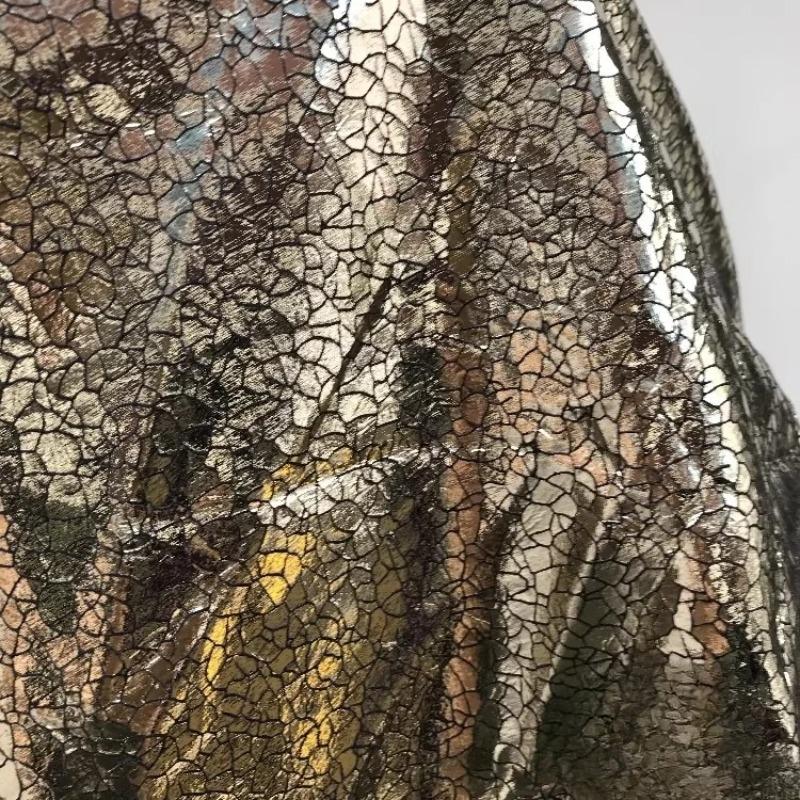 100x137cm Leather Dragon Scale Metal Fabric Artificial PU Eco-friendly Soft Fabric For handmade DIY Background Wall Hard Bag