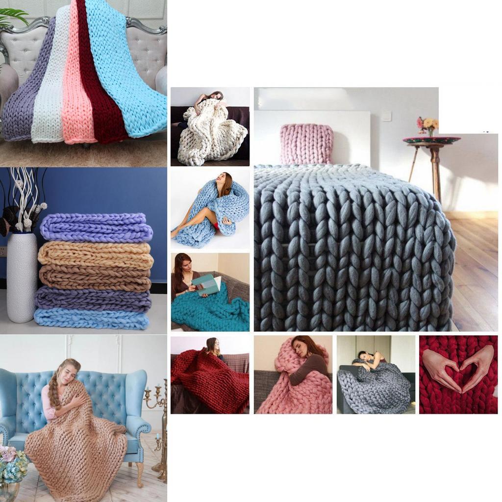 Wish Cozy Handwoven Thick Yarn Blanket For Adults Stylish Sofa Cover Soft And Plush