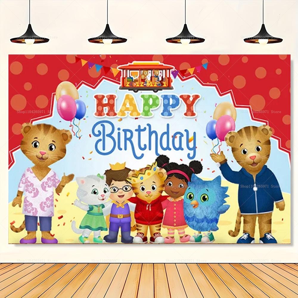 Sfondo Cartone Animato Daniel Tiger, Striscione con Tema Amici del Quartiere, Decorazione Festa Bambini, Sfondo Fotografico