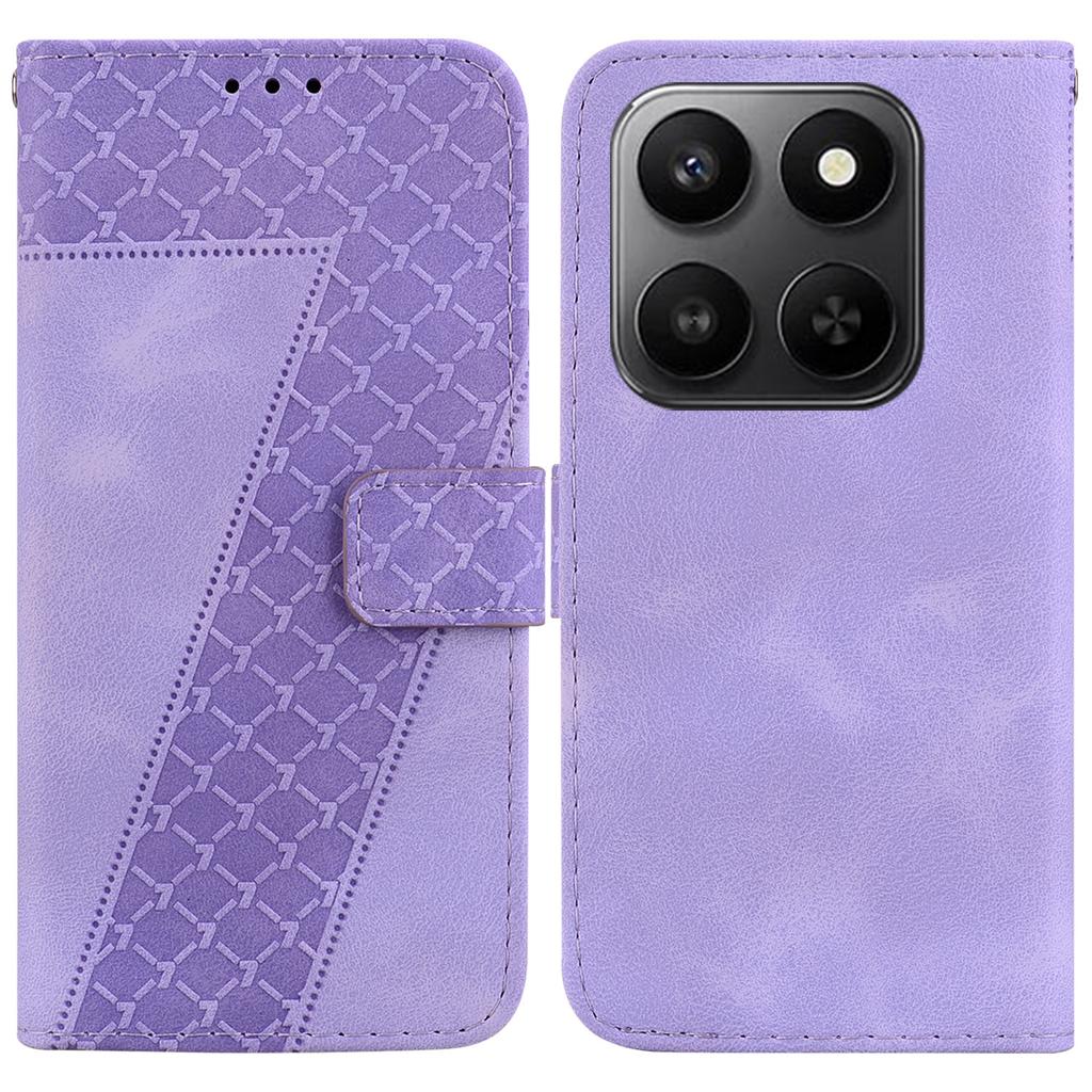 For Honor 400 Smart 5G/4G/X7d 4G Stand Case 7-Shaped Pattern Imprint Leather Phone Cover with Strap