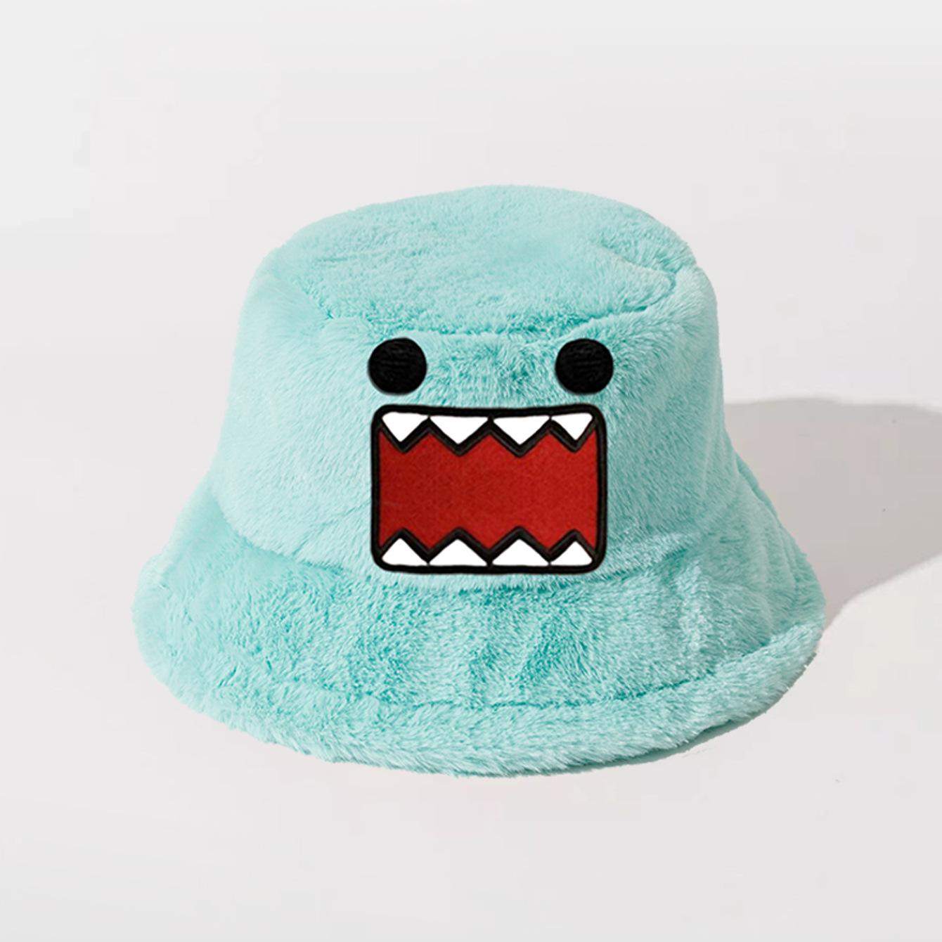 

Плюшевая панама Domo Kun, мультяшная аниме, теплая, пушистая, с плоским верхом, для мужчин и женщин синий