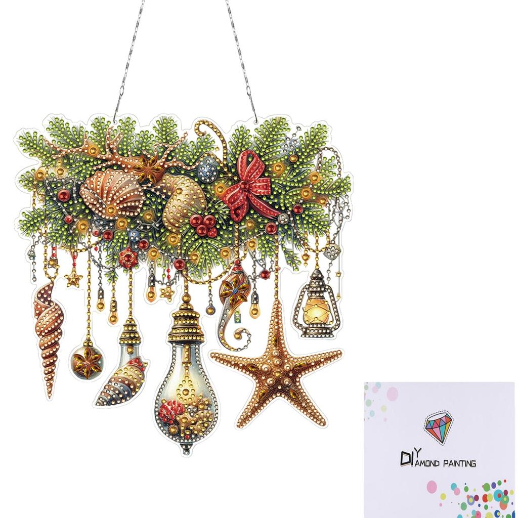 Xmas Theme 2D/Flat DIY Rhinestone Diamond Art Window Pendants Diamond Painting Set Special Shape Wall Decor for Home & Windows