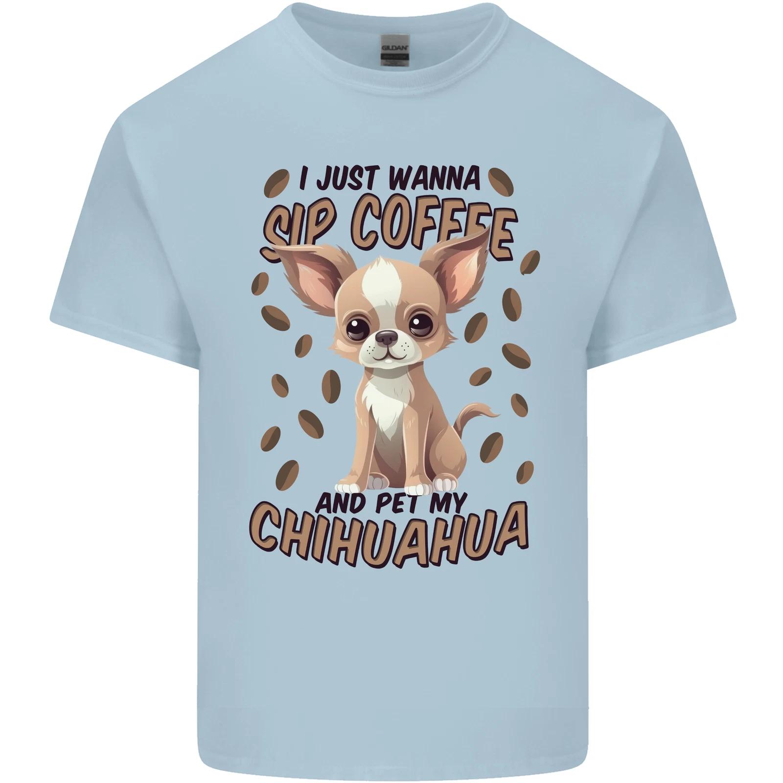 

Sip Coffee and Pet My Chihuahua Kids T-Shirt Childrens M